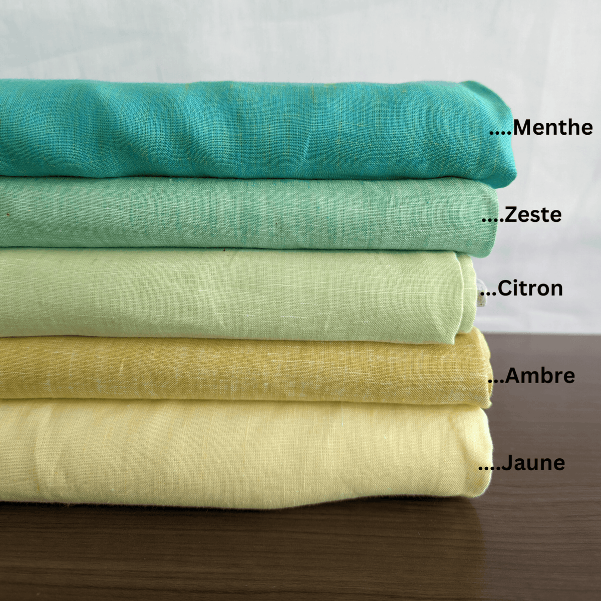 Pure Linen Fabric by the Yard in Green, Yellow by OrganoLinen