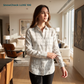 Women's Premium Linen Shirt in Snowcheck Luxe100 – Luxe by OrganoLinen