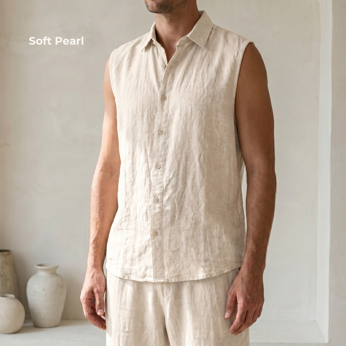 Men's Pure Linen Set in Soft Pearl – Drift by OrganoLinen