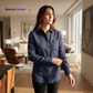 Women's Linen Shirt in Stormy Ocean – Raven by OrganoLinen