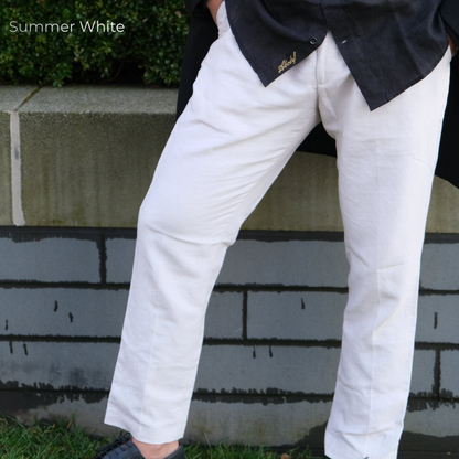 Men's Pure Linen Pants in White Motera – Roma by OrganoLinen
