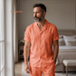 Men’s Pure Linen Pajamas in Tangerine – Finn by OrganoLinen