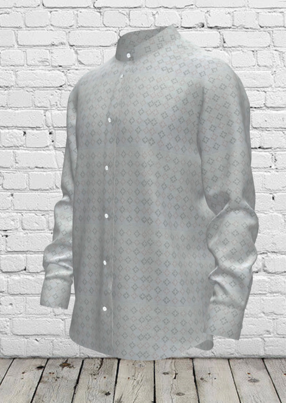 White Printed Linen Shirt for Men