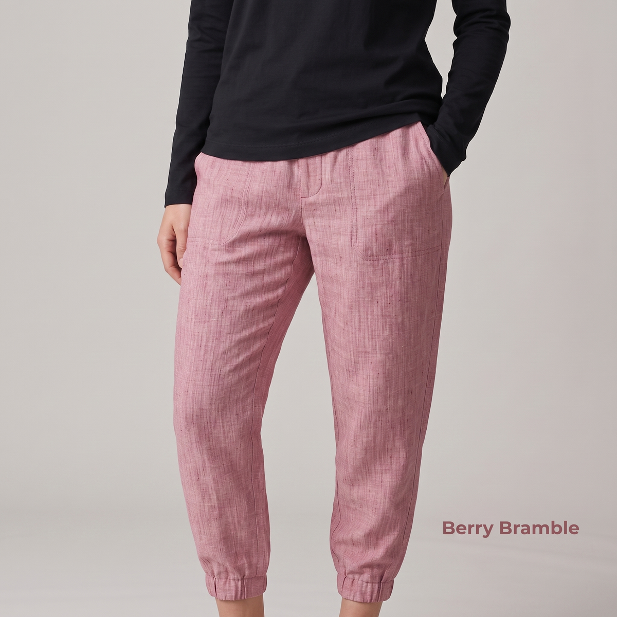 Women's Pure Linen Jogger Pants in Berry Bramble – Arlo by OrganoLinen