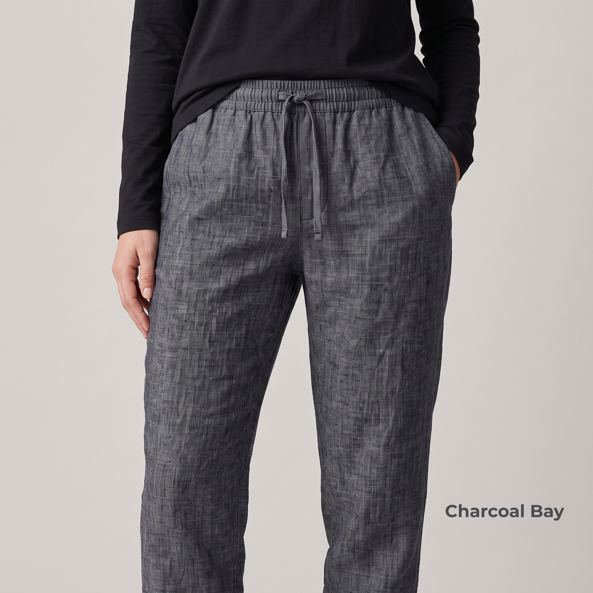 Women's Pure Linen Jogger Pants in Charcoal Bay – Arlo by OrganoLinen