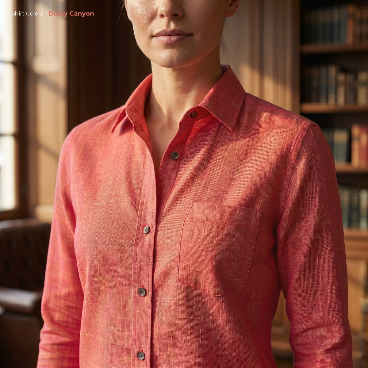 Women's Linen Shirt in Dusty Canyon – Ember by OrganoLinen