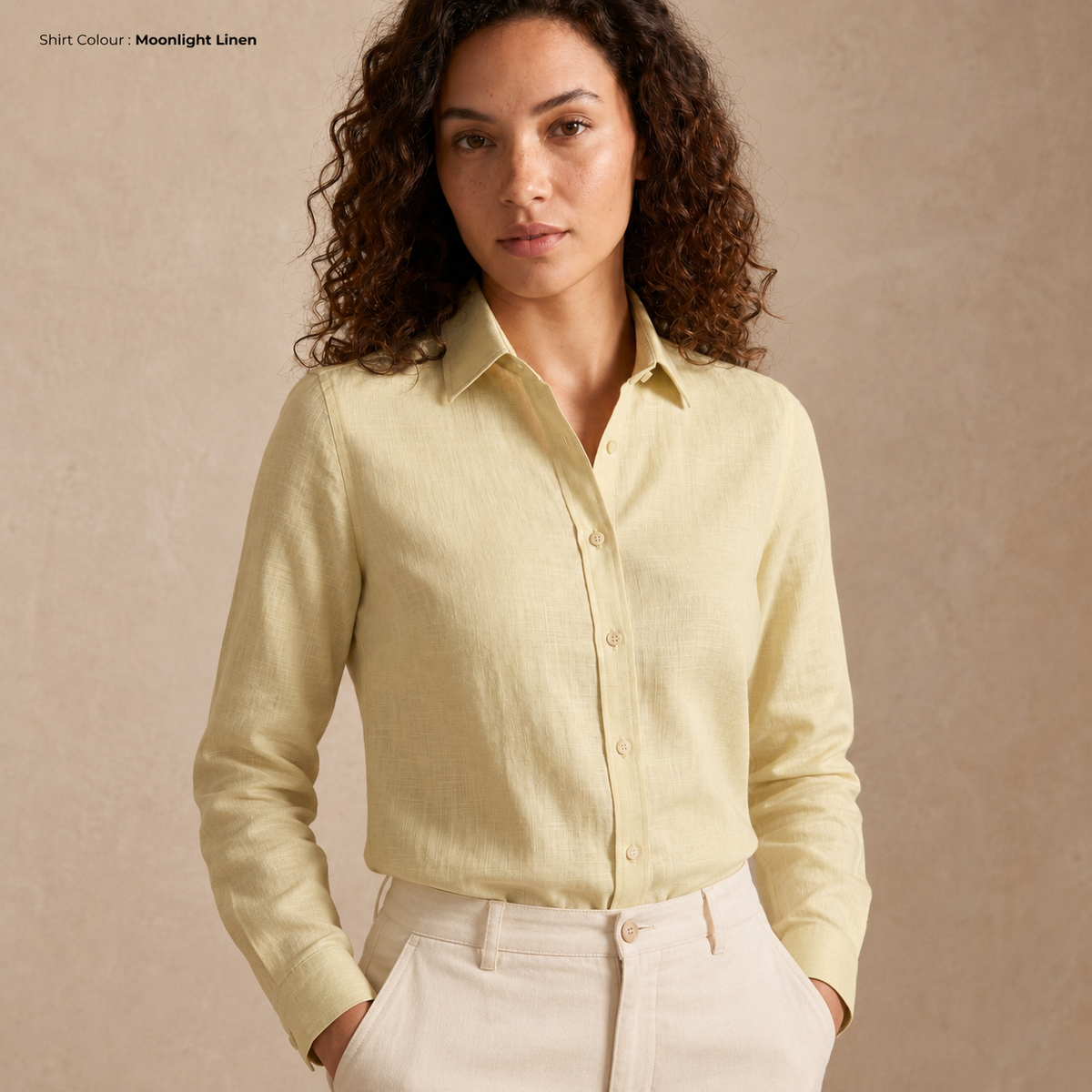 Women's Linen Shirt in Moonlight Linen – Sunny by OrganoLinen