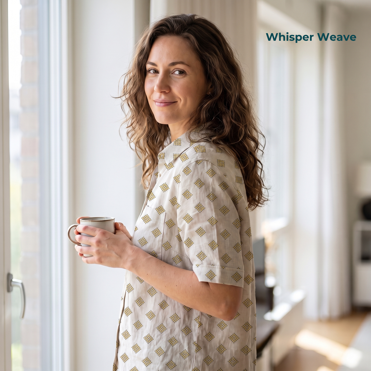 Women's Printed Linen Shirt in Whisper Weave – Cloudwisp by OrganoLinen