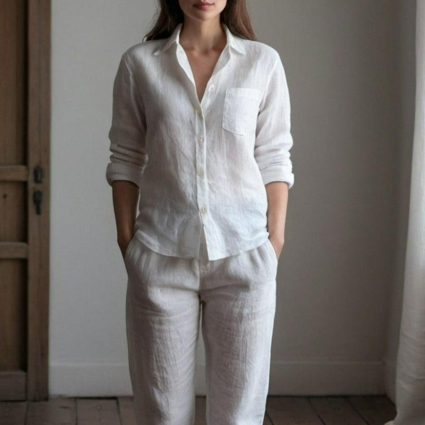 Women's White Linen Shirt – Cloud by OrganoLinen