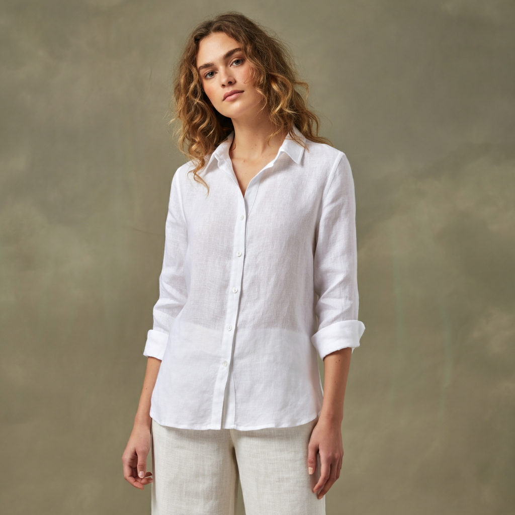 Women's White Linen Shirt – Cloud by OrganoLinen