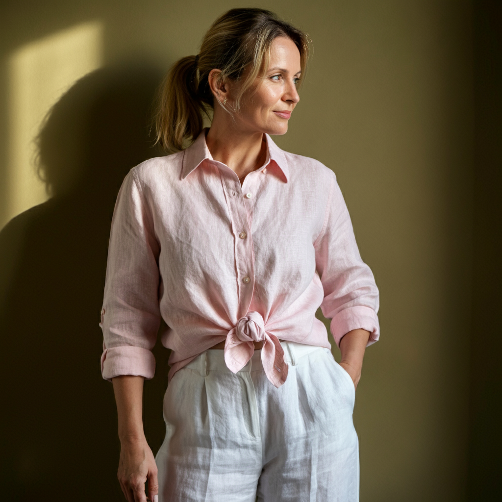 Women's Linen Shirt Full Sleeve HARVEST in Autumn colors