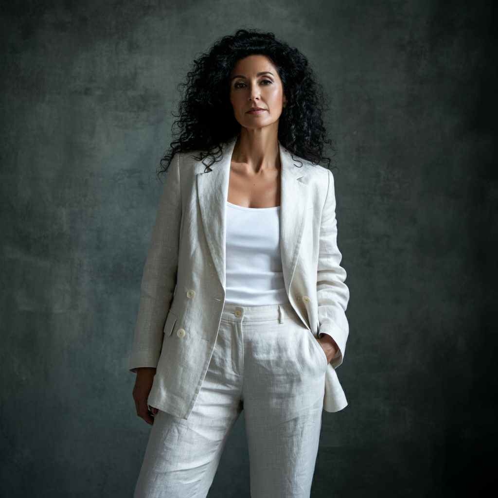Women’s Unlined White Linen Suit – Blanc by OrganoLinen
