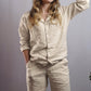ARIA women's linen pajama set in Cloud Haze, long-sleeve top and pants