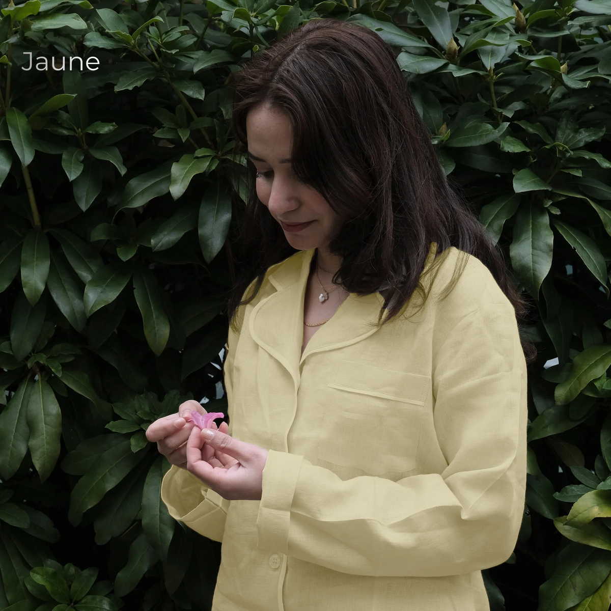 Women's Pure Linen Pajamas Full Sleeve Top & Pants Set in Jaune – Aria by OrganoLinen