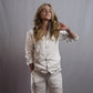 ARIA women's linen pajama set in White, long-sleeve top and pants