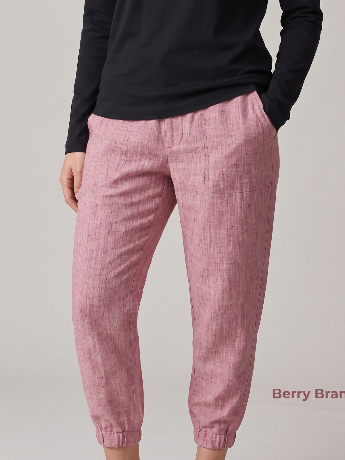 Women's Pure Linen Jogger Pants in Berry Bramble – Arlo by OrganoLinen