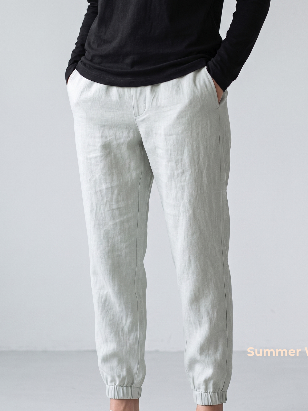 Women's Pure Linen Jogger Pants in Summer White – Arlo by OrganoLinen
