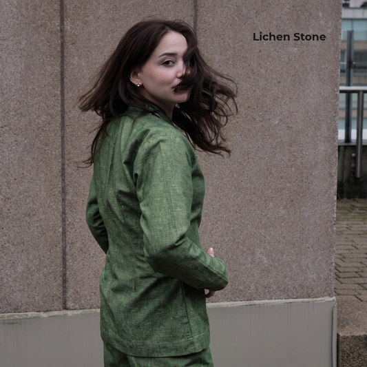 Women’s Linen Pantsuit in Lichen Stone – Aurora by OrganoLinen