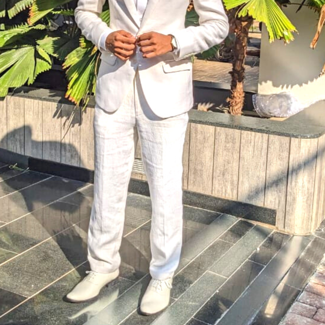 Men’s Unlined White Linen Suit – Blanc by OrganoLinen