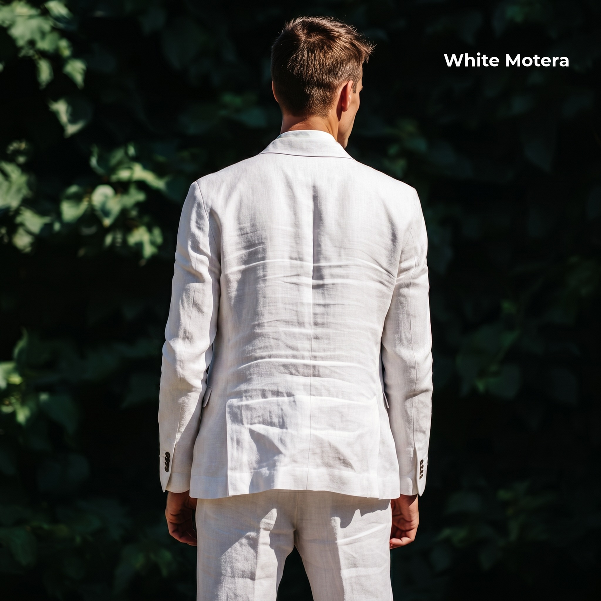 Men’s Unlined Linen Suit in White Motera – Blanc by OrganoLinen