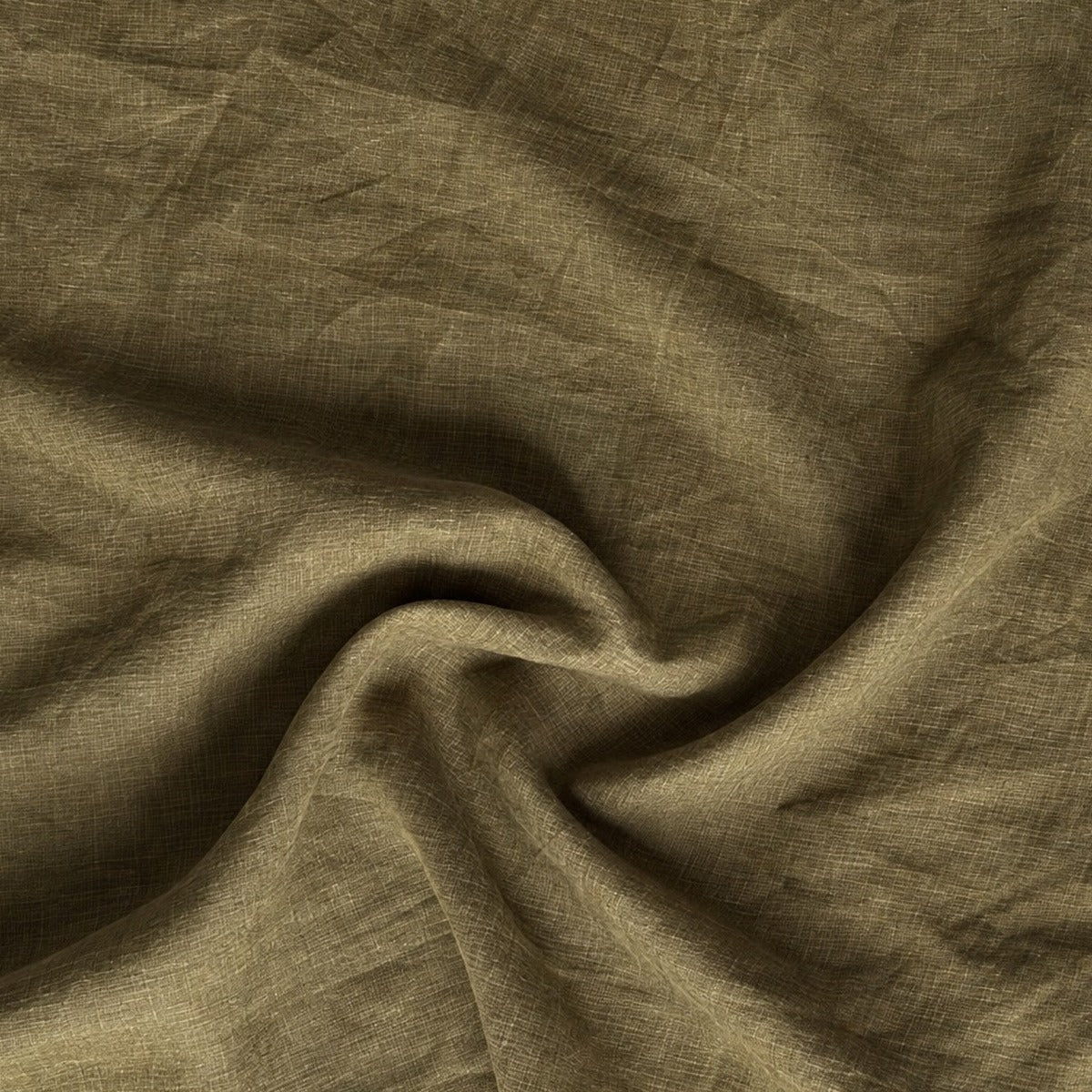 Olive Earth CALM linen fabric swatch