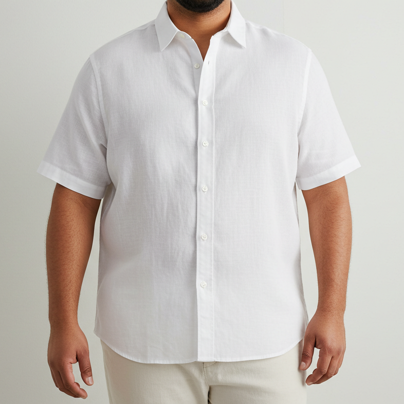 Men's Plus Size White Linen Shirt – Cloud by OrganoLinen