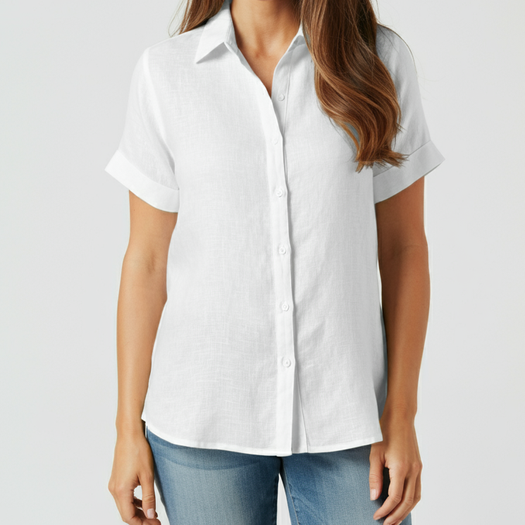 Women's White Linen Shirt – Cloud by OrganoLinen