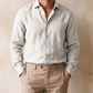 Men's Printed Linen Shirt in Frosted Ex'S & Oh'S – Cloudwisp by OrganoLinen