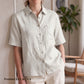Women's White Printed Linen Shirt – Cloudwisp by OrganoLinen