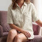 Women's Printed Linen Shirt in Cloud Leaves – Cloudwisp by OrganoLinen