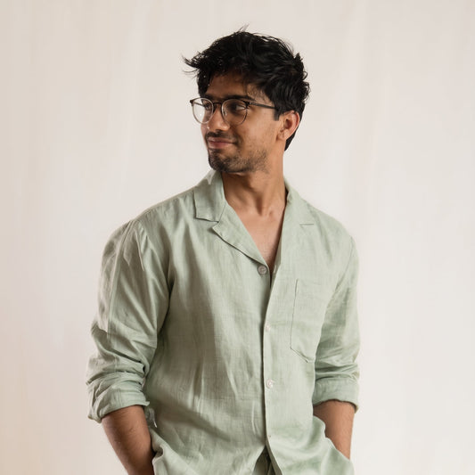CRUZ men's linen pajama set in Pistachio Mist