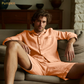 Men’s Pure Linen Pajamas in Pumpkin – Cruz by OrganoLinen