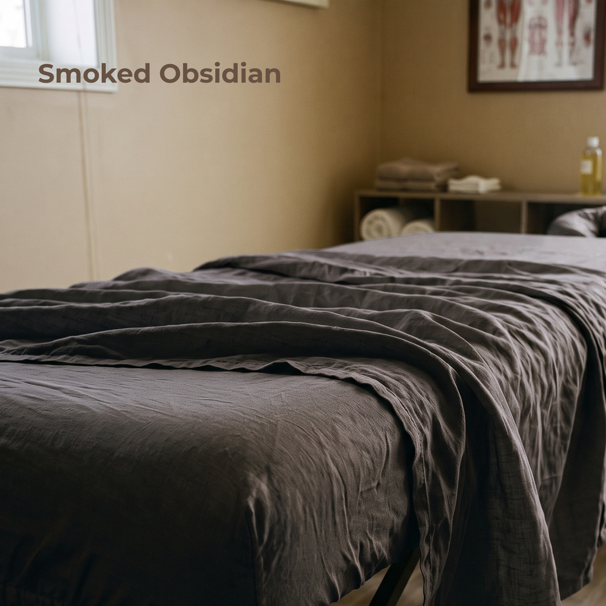 100% Linen Sheet Set for Massage in Smoked Obsidian – Dream by OrganoLinen