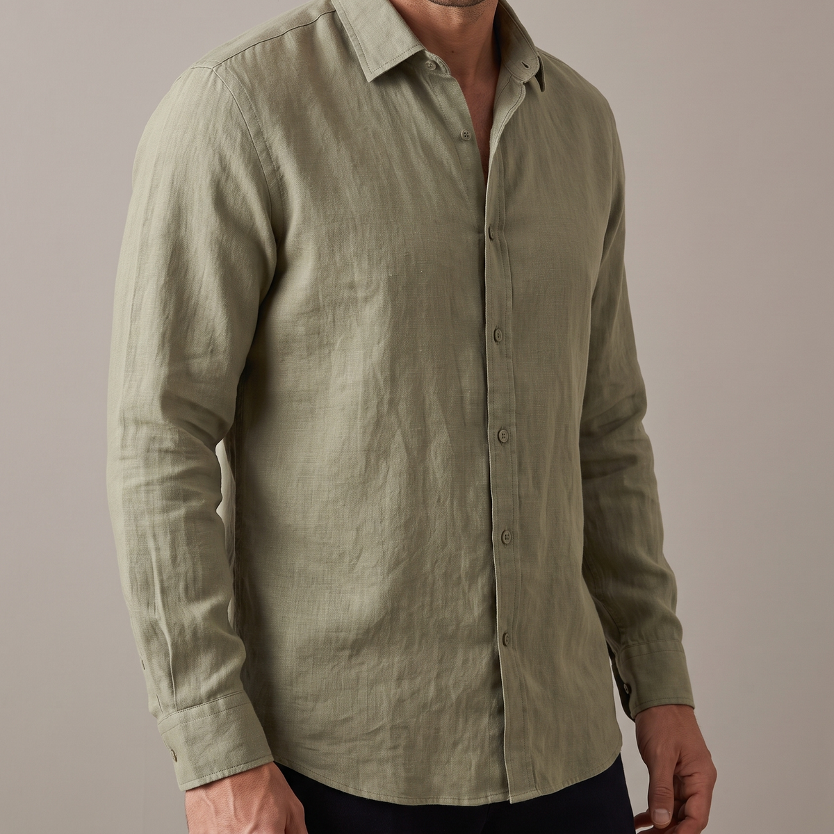 Men's Tan Linen Shirt – Dune by OrganoLinen