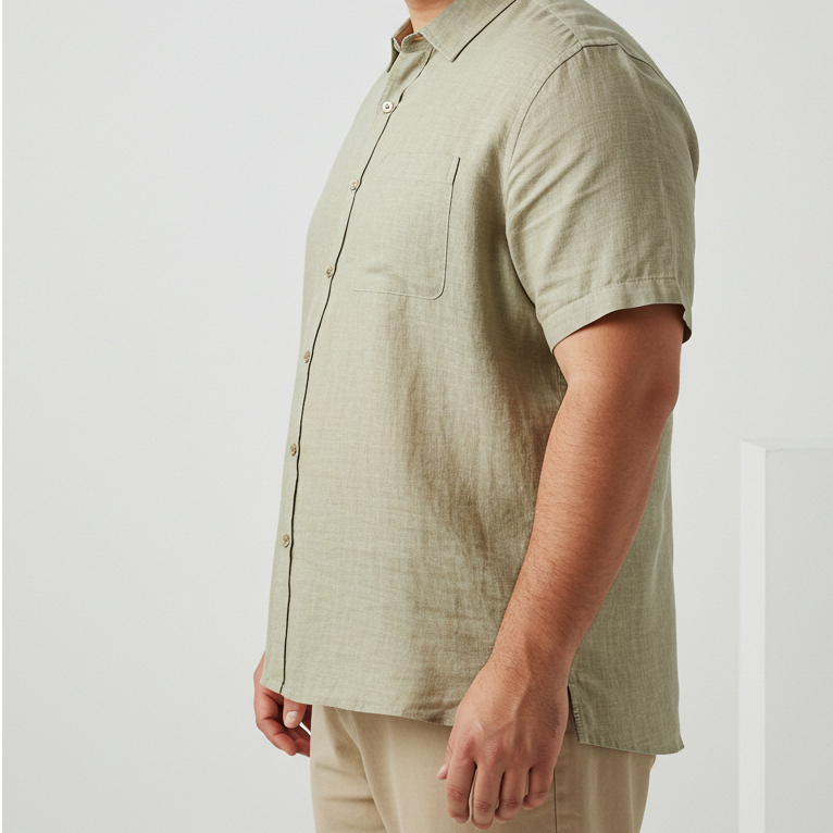 Men's Plus Size Tan Linen Shirt – Dune by OrganoLinen