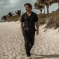 Linen Cord Set outfit for men in Black – Eclipse by OrganoLinen
