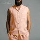 Men's Pure Linen Pajamas Sleeveless Top & Pants Set in Peach Glow – Elio by OrganoLinen