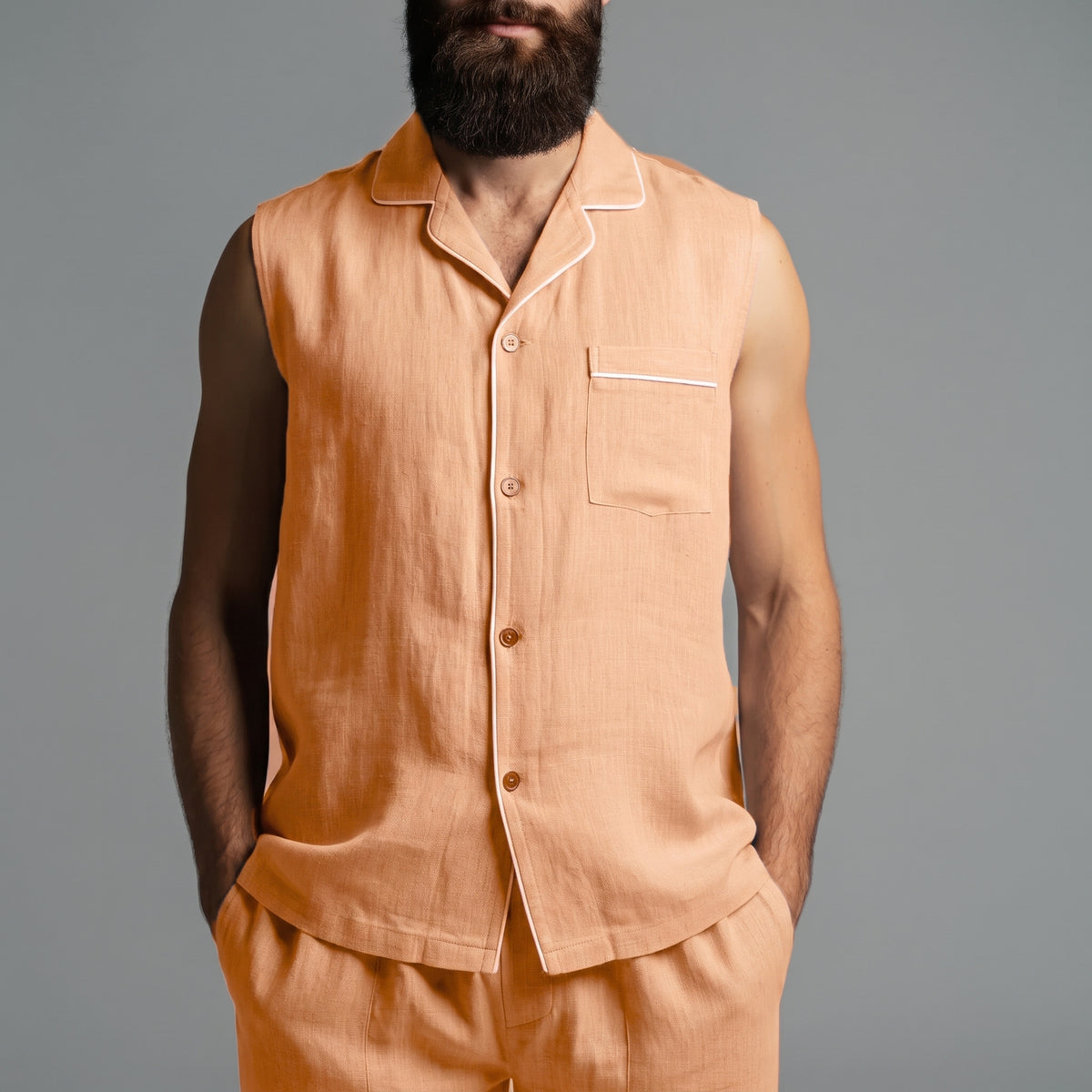 ELIO Men's Linen Pajama Set – Sleeveless Top & Pants