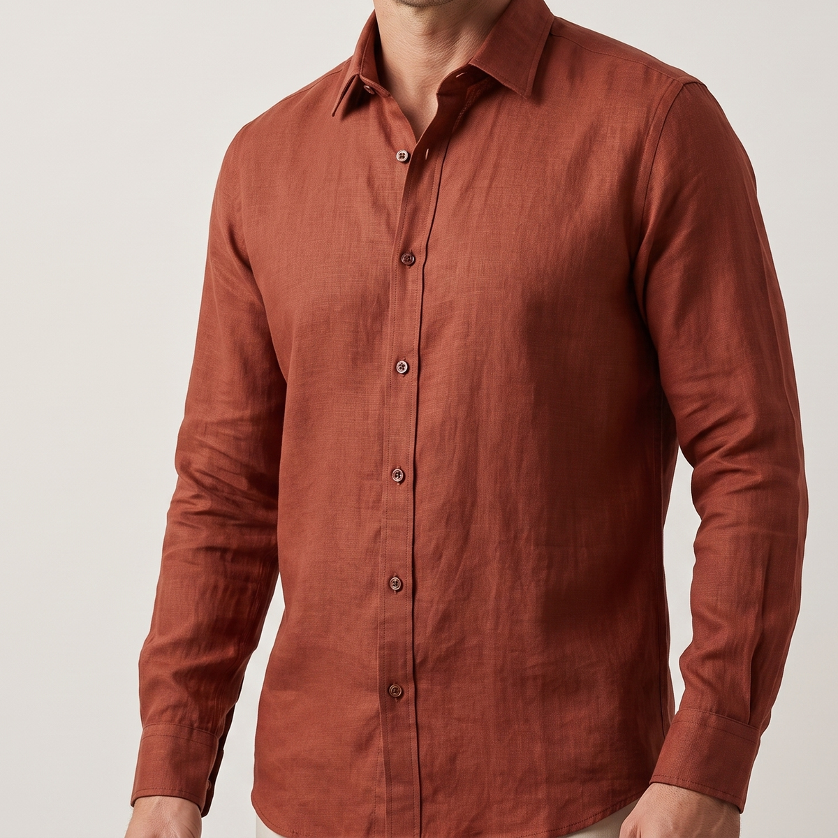 Men's Linen Shirt in Golden Ruby – Ember by OrganoLinen