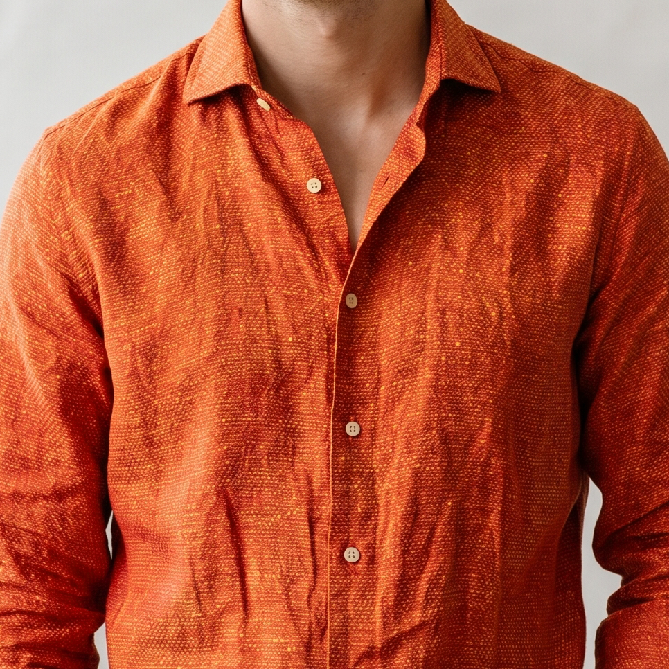 Men's Linen Shirt in Poppy Fields – Ember by OrganoLinen
