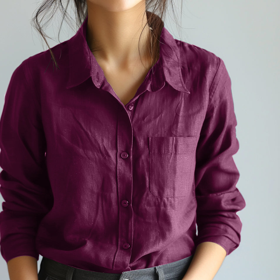 Women's Red Linen Shirt – Ember by OrganoLinen