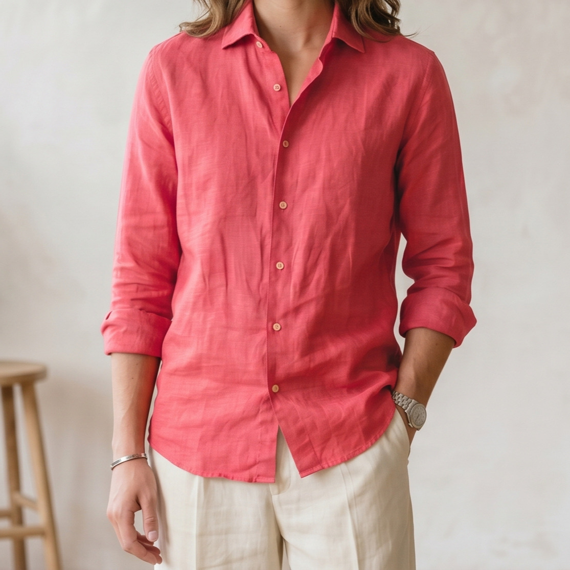 Women's Linen Shirt in Desert Rose 1 – Ember by OrganoLinen