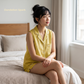 Women's Pure Linen Pajamas Sleeveless Top & Shorts Set in Dandelion Spark – Faye by OrganoLinen