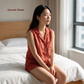 Women's Pure Linen Pajamas Sleeveless Top & Shorts Set in Garnet Glaze – Faye by OrganoLinen
