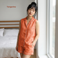 Women's Pure Linen Pajamas Sleeveless Top & Shorts Set in Tangerine – Faye by OrganoLinen