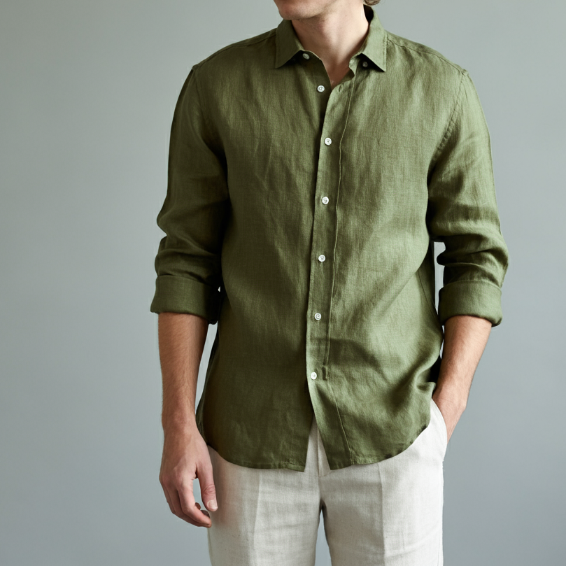 Men's Green Linen Shirt – Forest by OrganoLinen