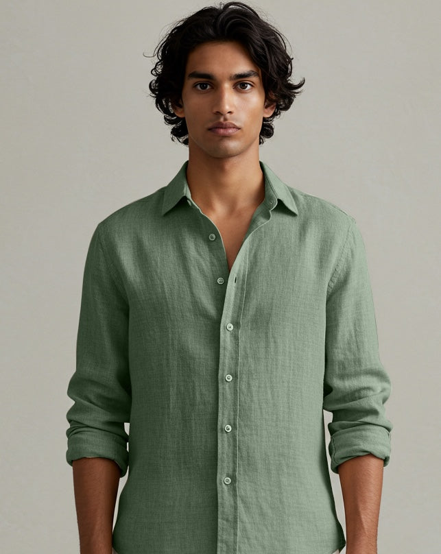 Men's Green Linen Shirt – Forest by OrganoLinen