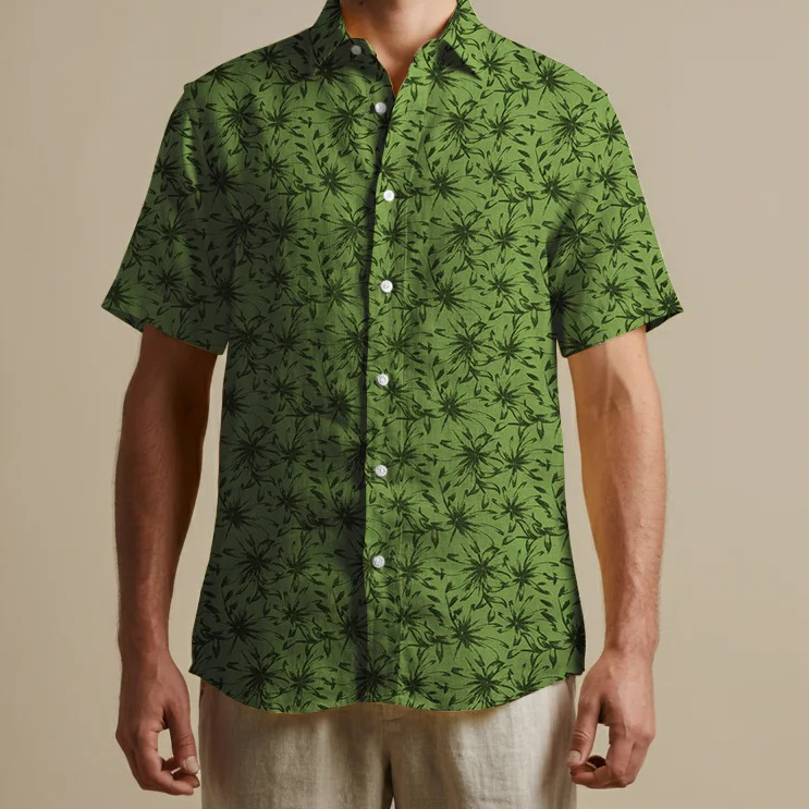 Men's Printed Linen Shirt in Lush Tangle – Forestwind by OrganoLinen