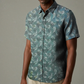 Men's Printed Linen Shirt in Moss Imprint – Forestwind by OrganoLinen