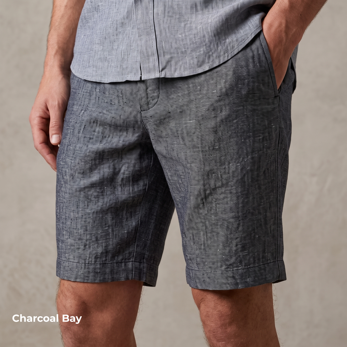 Men's Linen Shorts in Charcoal Bay – Galen by OrganoLinen